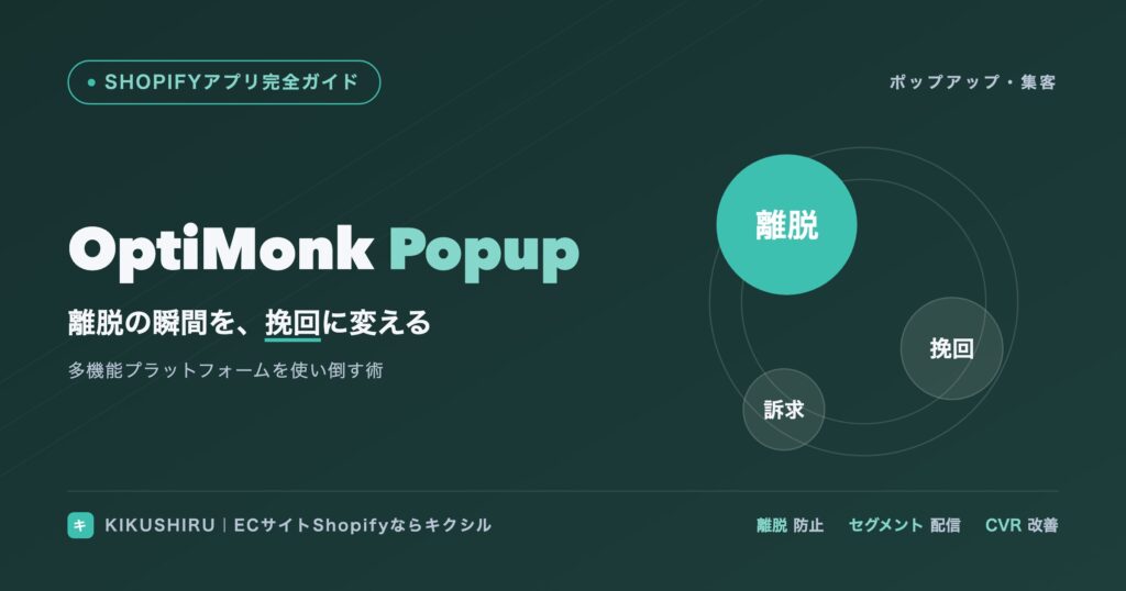 OptiMonkポップアップのアイキャッチ：離脱の瞬間を挽回するセグメント配信