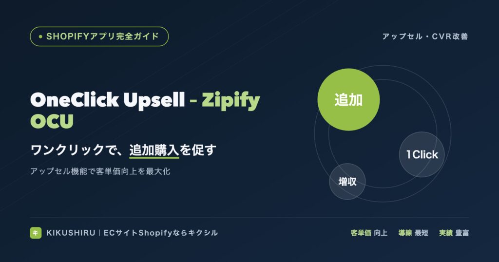 Zipify One Click Upsellのアイキャッチ：ワンクリックで追加購入を促し客単価を最大化